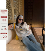 铅笔小鑫大码 T恤 萌趣减龄卡通印花宽松显瘦大码 女装 美式