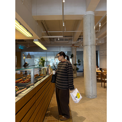 铅笔小鑫大码女装时髦新解随性条纹 暖暖磨毛宽松长袖T恤