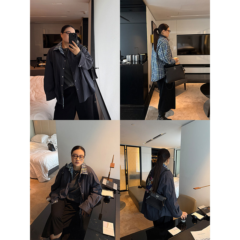 铅笔小鑫大码女装 卡通印花 vintage格纹 两面穿设计大码外套,女装/女士精品,常规大码外套,淘宝优惠券,粉丝福利购,淘宝优惠卷