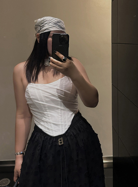 铅笔小鑫大码女装性感鱼骨拉链束身裹胸网纱上衣修身收腰抹胸胸衣