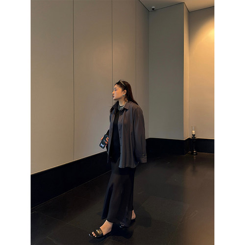 铅笔小鑫大码女装高品面料松弛垂坠简约休闲宽松衬衫