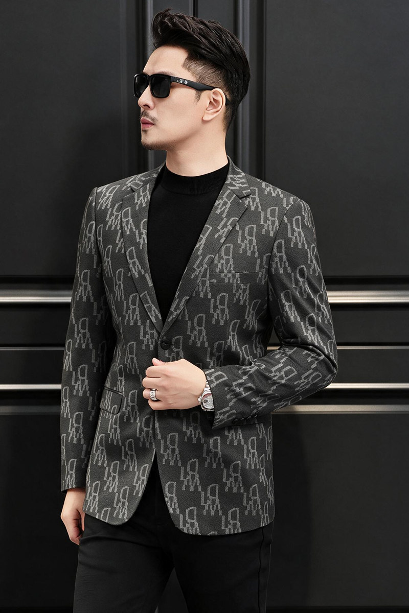 流行时尚男装西服男外套春秋新款西装男士印花休闲便西ZX761P165,男装西服套装,电商D225