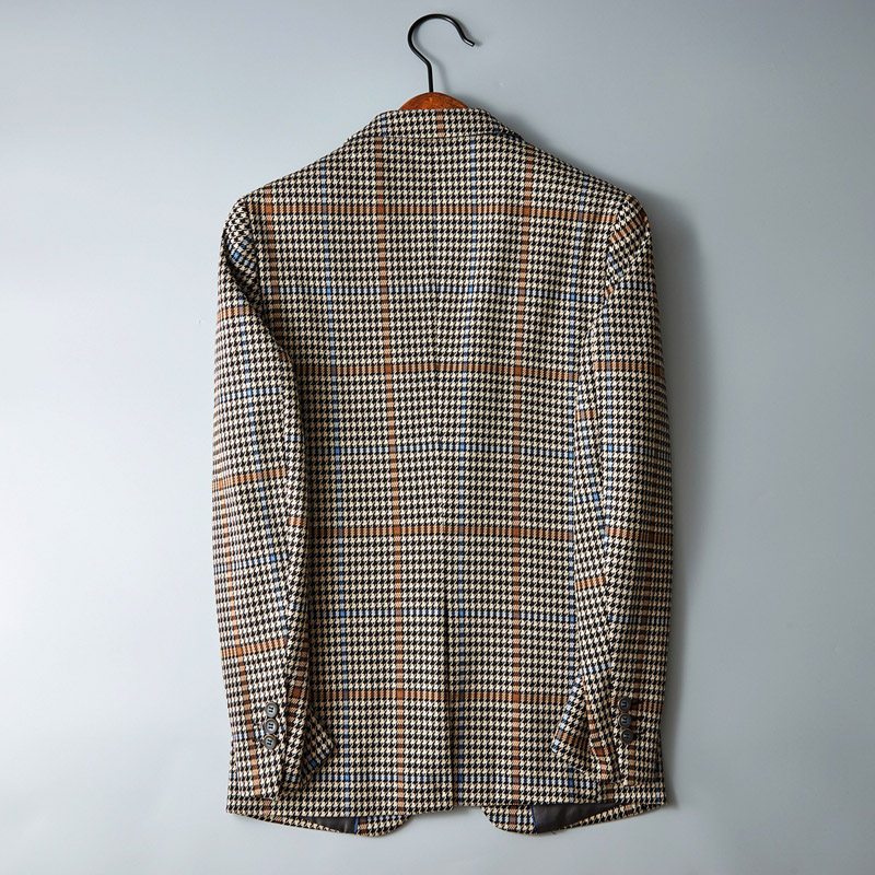 男士潮流格纹小西装修身加厚上衣西服外套121P180,男装西服,电商D225