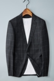 （M-3XL)男士格子青年英伦上衣免烫西装815P155(偏小一码），男装西服，电商D225