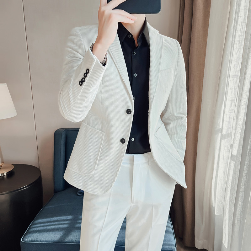 纯棉灯芯绒青年西装商务单排扣西服A7890P180,男装西服套装,电商D225