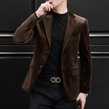 2026男装金丝绒小西装男士商务休闲西服XZ6801P175，男装西服套装，电商D225