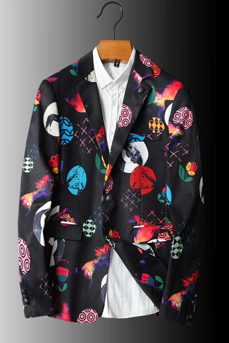 2022秋冬新款印花小西服男士韩版修身西装外套C799P95,男装西服,电商D225