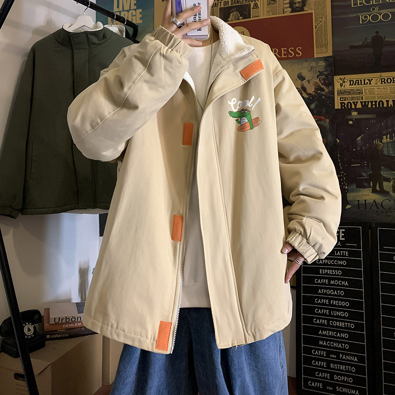 冬季卡通印花内里加绒加厚宽松绒外套棉夹克MJK208JRP85控98,男装棉衣,电商A247