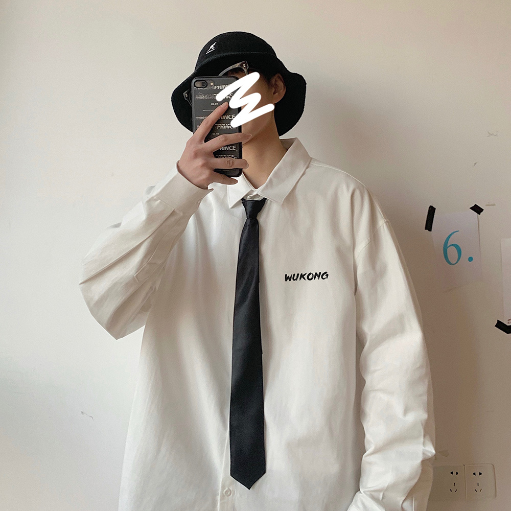 Spring letter Print Shirt loose solid long sleeve shirt m-5xl ten colors