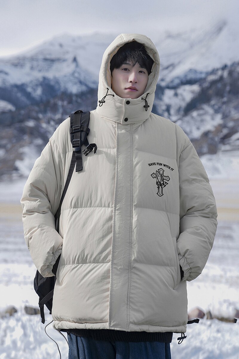 港风23新款冬季情侣百搭连帽新标羽绒服外套YR363P225控298,男装羽绒服,电商A247