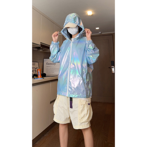抖音主推 夏季防水炫彩色宽松防晒服防晒衣  F05特批P45控68图片