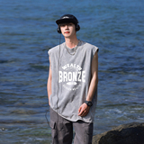 夏季水洗做旧无袖圆领百搭短袖T恤潮男背心DT246特批P35控58，男装背心/马甲，电商A247