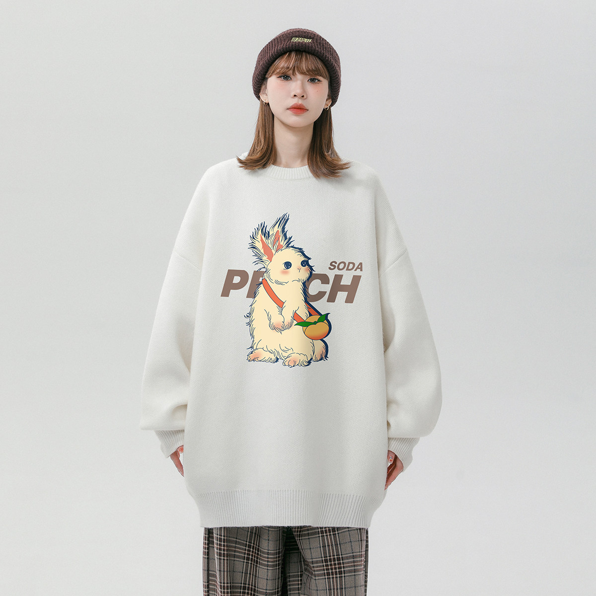 Neutral Wind 23 New Winter Fashion Versatile Loose Printed Sweater M1068 Special Approval P45 Control 68_voghion.com