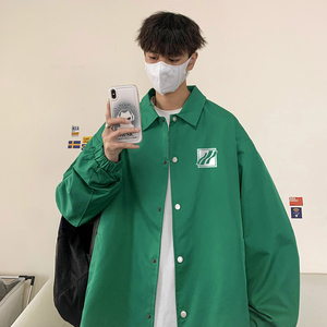 港风 23春季新款ins潮流字母印花教练服夹克外套JK318P50控78图片