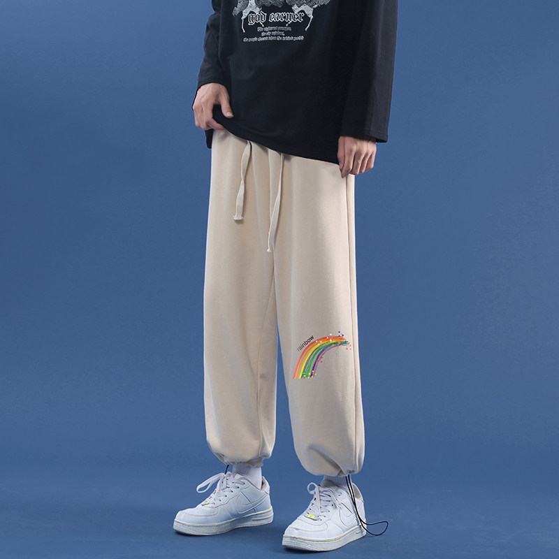 Autumn new trend loose printed knitted pants for couples sports pants