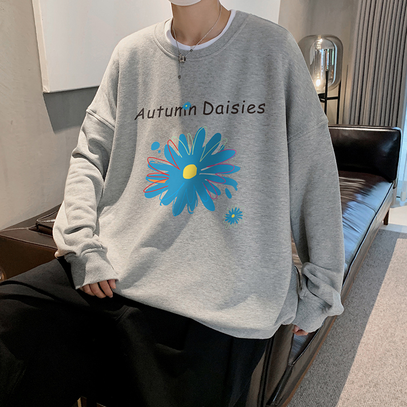 Cotton polyester spring loose round neck trend printed sweater