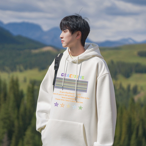 相机片山系 宽松时尚印花潮流情侣连帽卫衣外套 W2020P40控58图片