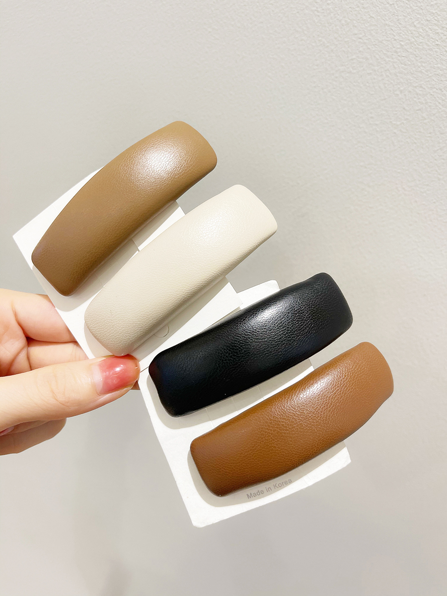 韩国气质简约皮质海绵bb发夹黑色刘海夹网红增高边夹后脑勺碎发夹