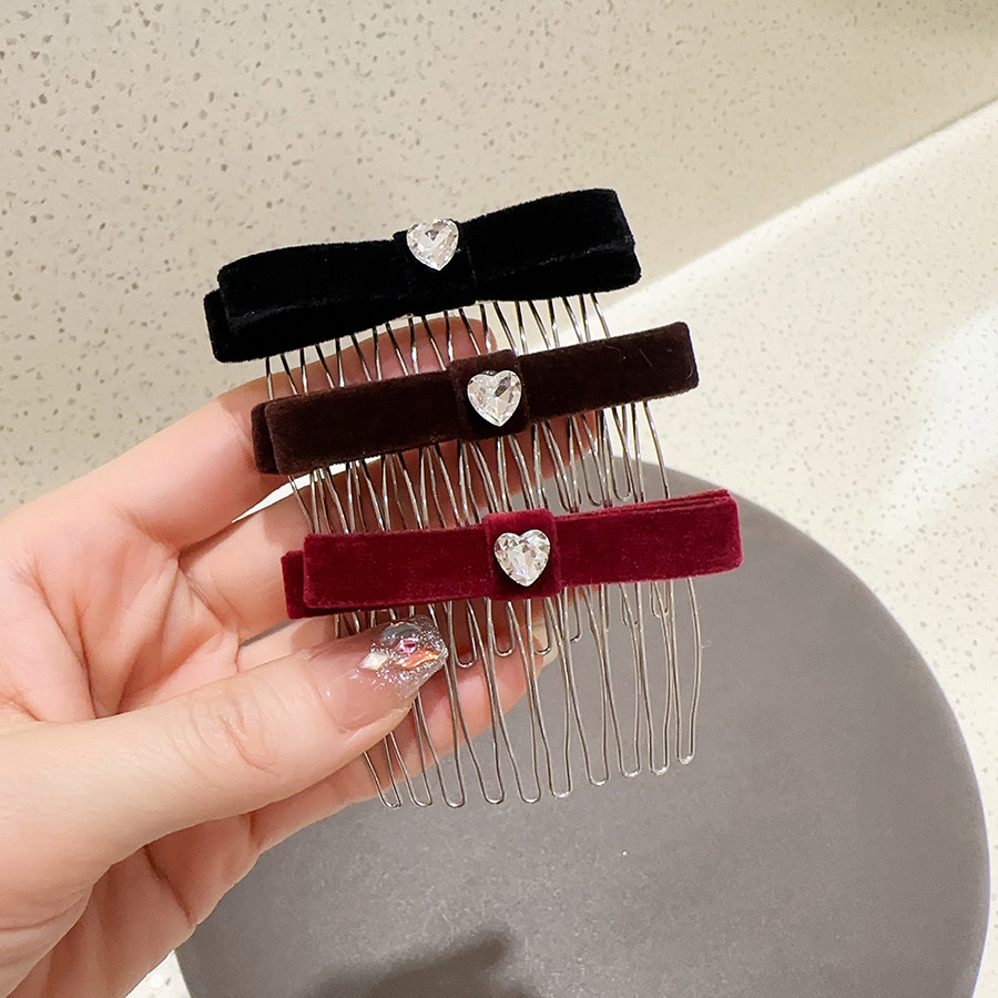 气质蝴蝶结水钻插梳后脑勺刘海夹