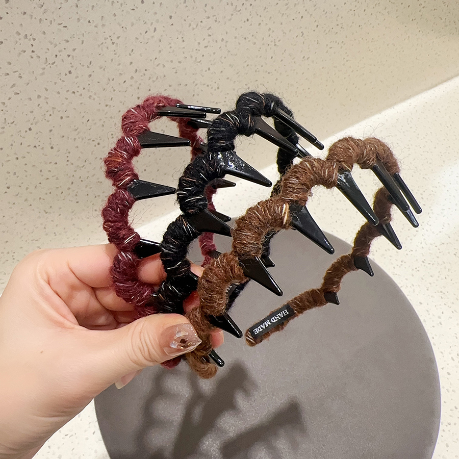 秋冬毛线带齿发箍防滑高颅顶头箍