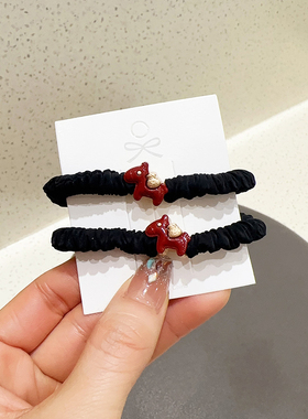 马年发饰新年红色小马发圈小肠圈可爱扎马尾头绳发绳本命年皮筋