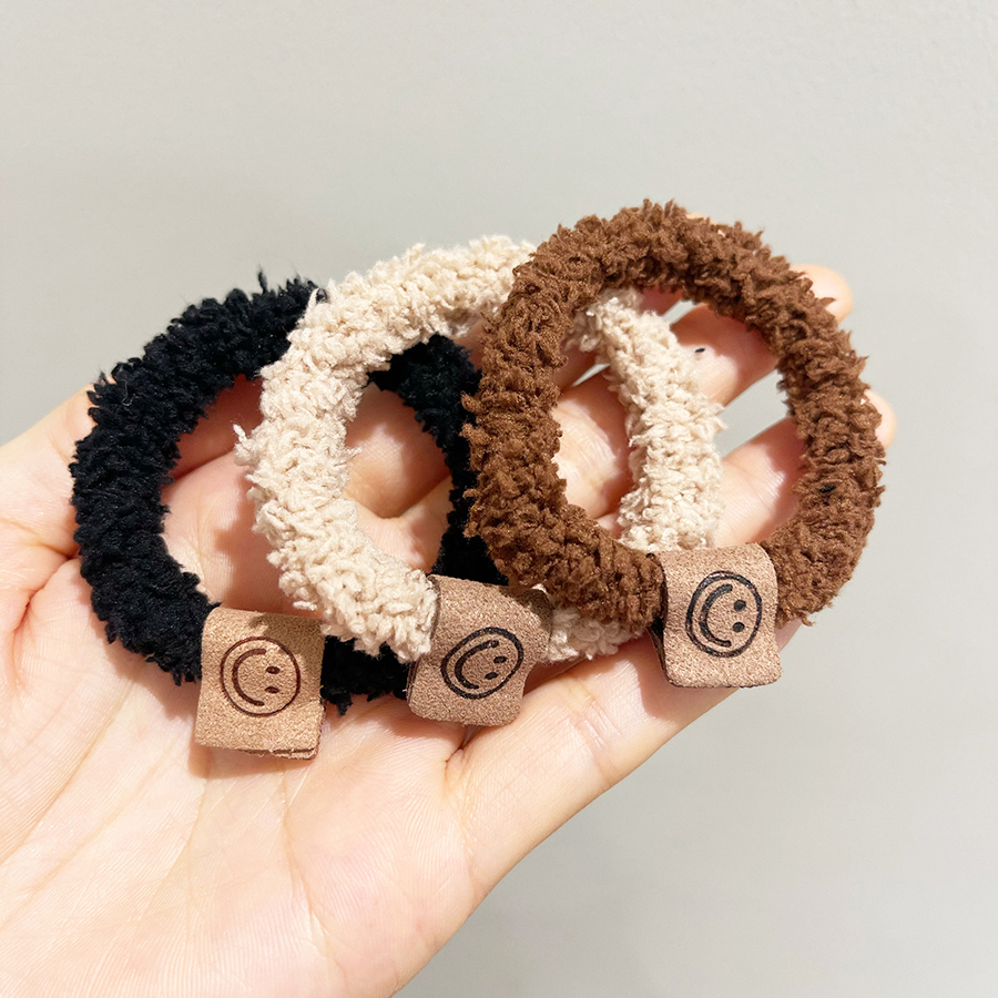 秋冬毛绒绒头绳发圈发绳可爱笑脸