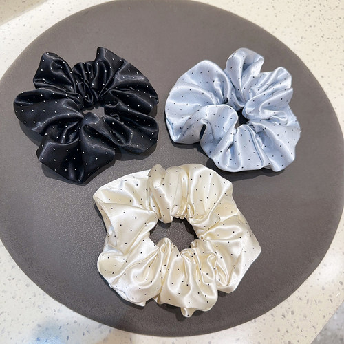 高颜值光泽缎面波点大肠发圈头绳