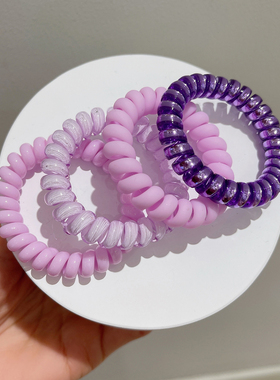 紫色长春花蓝电话线发圈无痕头绳2022年发绳皮筋女扎头发饰韩版