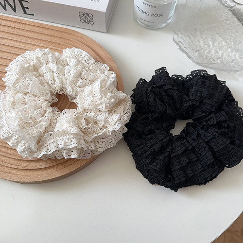 超大蕾丝大肠发圈低马尾丸子头女