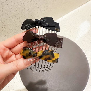 气质醋酸小号蝴蝶结发梳倒插梳发夹前额侧边夹高颅顶发卡碎发夹