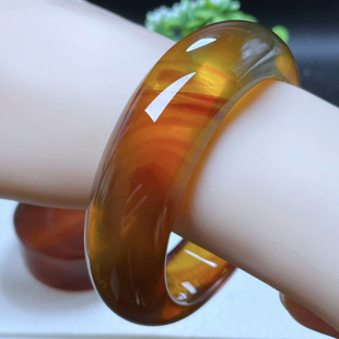 精品60圈20.5宽金红血彩虹意境手镯无瑕天然缅甸琥珀 李氏珠宝