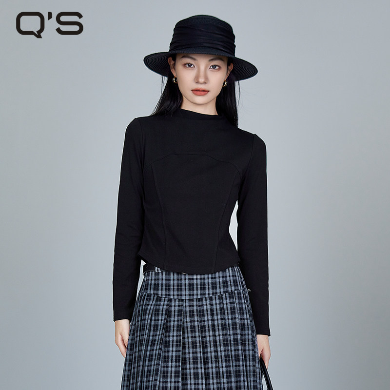 秸熙秋冬新款半高领修身显瘦内搭轻薄鱼骨T恤短款长袖百搭打底衫,女装/女士精品,T恤,淘宝优惠券,粉丝福利购,淘宝优惠卷