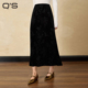 QS秸熙25冬新款 复古新中式 轻国风丝绒半身裙高级感暗纹烧花A摆裙