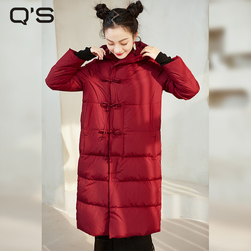 qs秸熙复古国风盘扣长款羽绒服