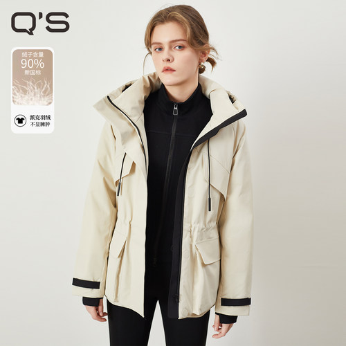 秸熙户外工装风连帽派克羽绒服