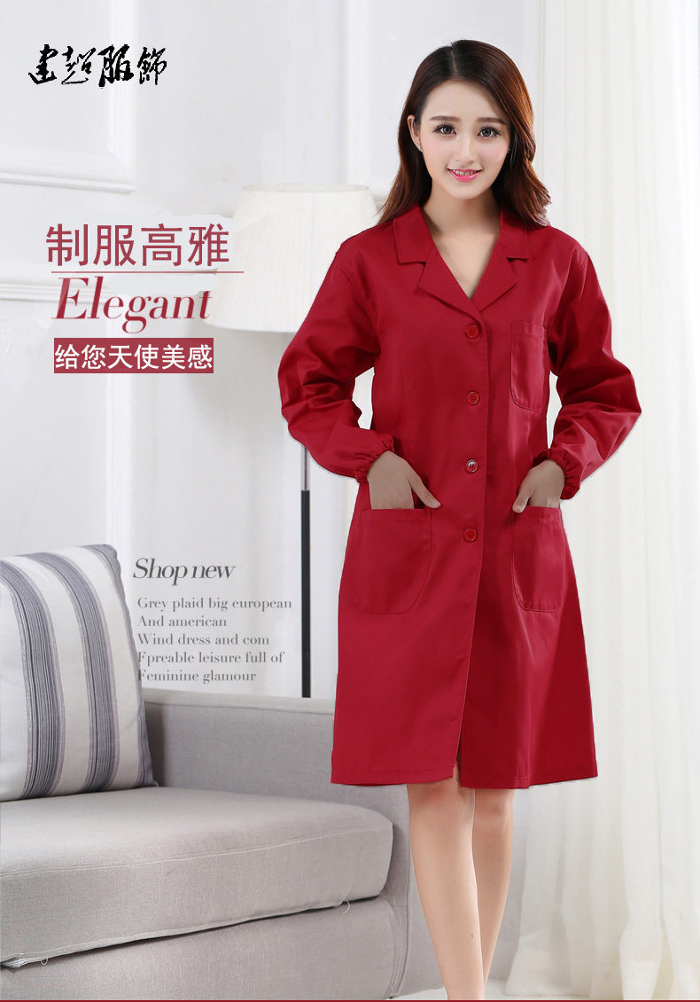 建超服饰酒红色长袖大褂不起球