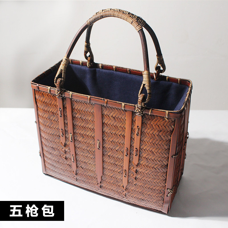 复古竹编包手提拎包竹篮子茶道用具篮子便携收纳包