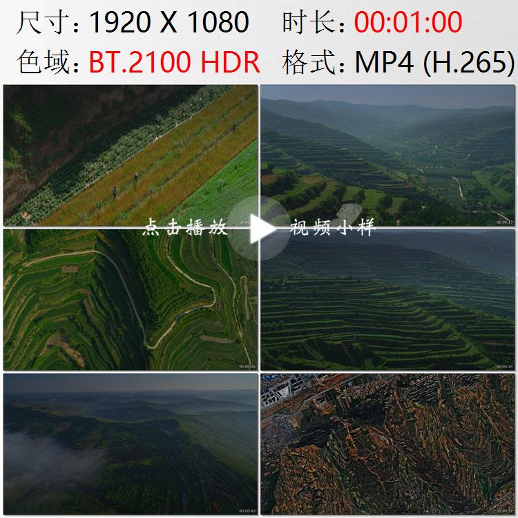 航拍甘肃平凉市庄浪梯田卫星图农民农田劳作高清实拍视频素材