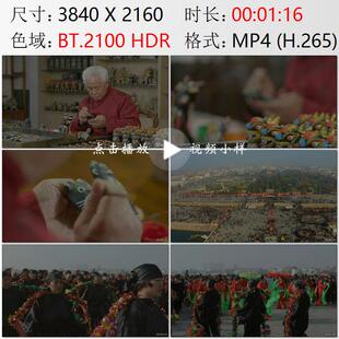 河南周口淮阳古城太昊陵伏羲人祖庙会泥泥狗担经挑实拍视频素材