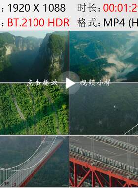 航拍湖南德夯大峡谷湘西吉首矮寨公路特大悬索桥高清实拍视频素材