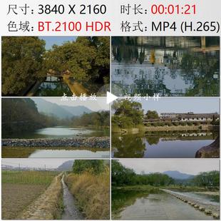 航拍浙江永嘉岩头古镇楠溪江明代水利工程水车农田灌溉视频素材