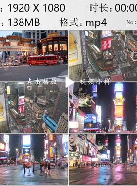 美国纽约中国城繁华街道闹市区夜景车流人群高清实拍视频素材