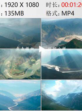 航拍云南金沙江丽江玉龙石鼓镇大拐弯天光云影高清实拍视频素材