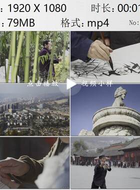 甘肃天水古城人文风光读书练武毛笔绘画伏羲城热闹广场视频素材