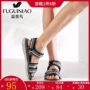 Giày Fugui chim nam 2019 hè mới sandal đế xuồng đế mềm đế mềm Hàn Quốc hở mũi thoáng khí nam - Sandal giày da nam cao cấp