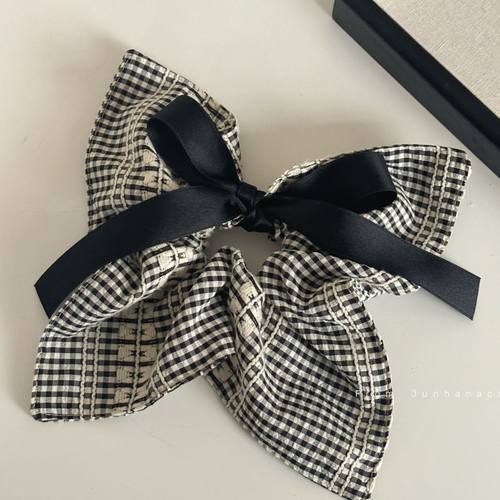 大蝴蝶结格纹方巾发圈大肠圈