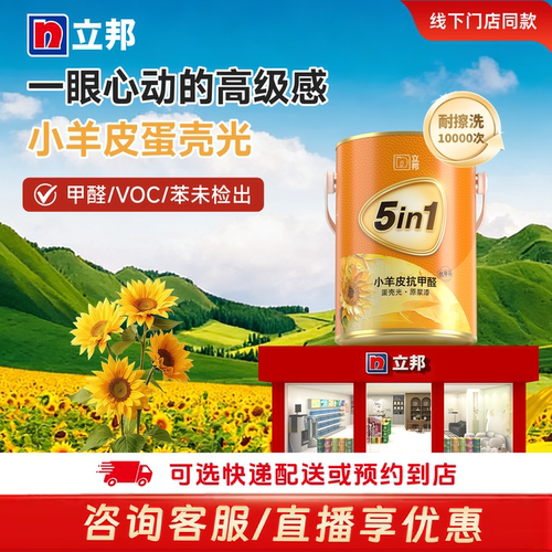 立邦竹炭抗甲醛五合一小羊皮效果漆B4家用墙面乳胶漆涂料油漆同城