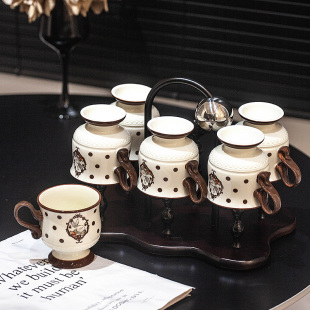 杯子收纳置物架杯架倒挂水杯置物架中古杯架倒放沥水复古咖啡杯架