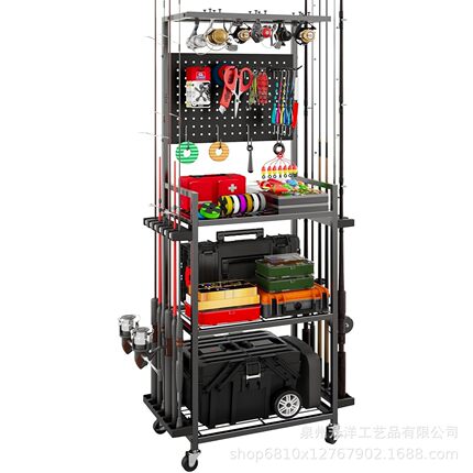 鱼竿收纳架展示架路亚竿架杆架收纳柜壁挂渔具柜大容量多功能稳固