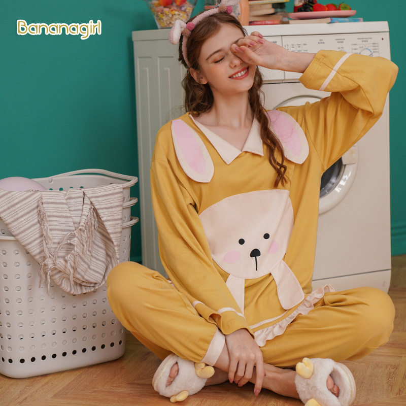 Bananagirl睡衣女春秋纯棉长袖卡通可爱甜美家居服圆领女士套装潮,女士内衣/男士内衣/家居服,睡衣/家居服套装,淘宝优惠券,粉丝福利购,淘宝优惠卷